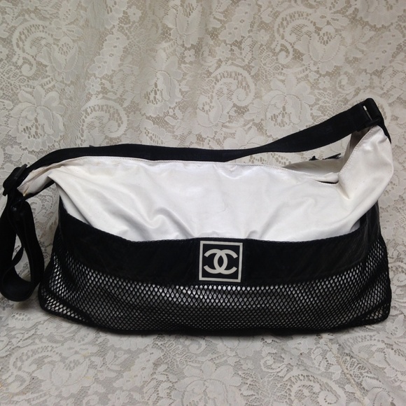CHANEL Handbags - (SOLD) Chanel White-Black Large Weekend -Beach SBag-CB